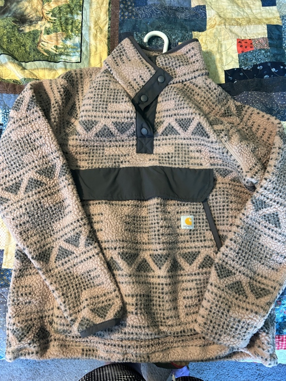 Carhartt Tan and Brown Teddy Pullover Jacket
